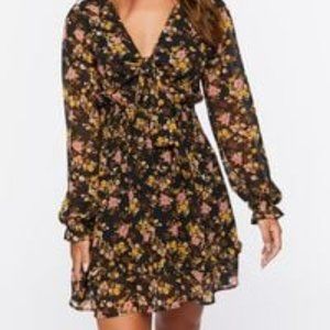 NWT Floral Print Peasant Sleeve Dress Sz S